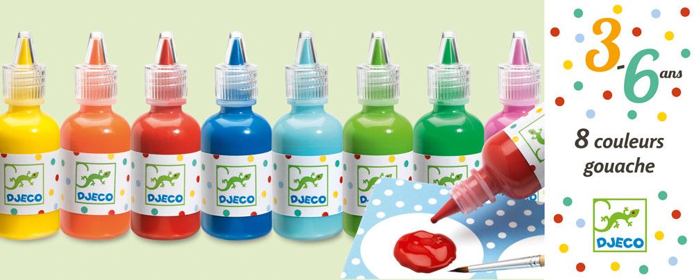 Djeco Arts & Crafts - 8 Bottles of Poster Paint
