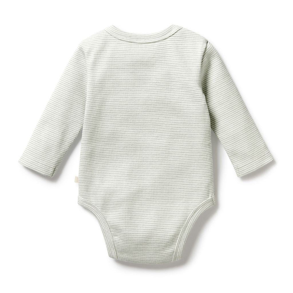 Wilson & Frenchy Organic Stripe Rib Long Sleeved Bodysuit Fern