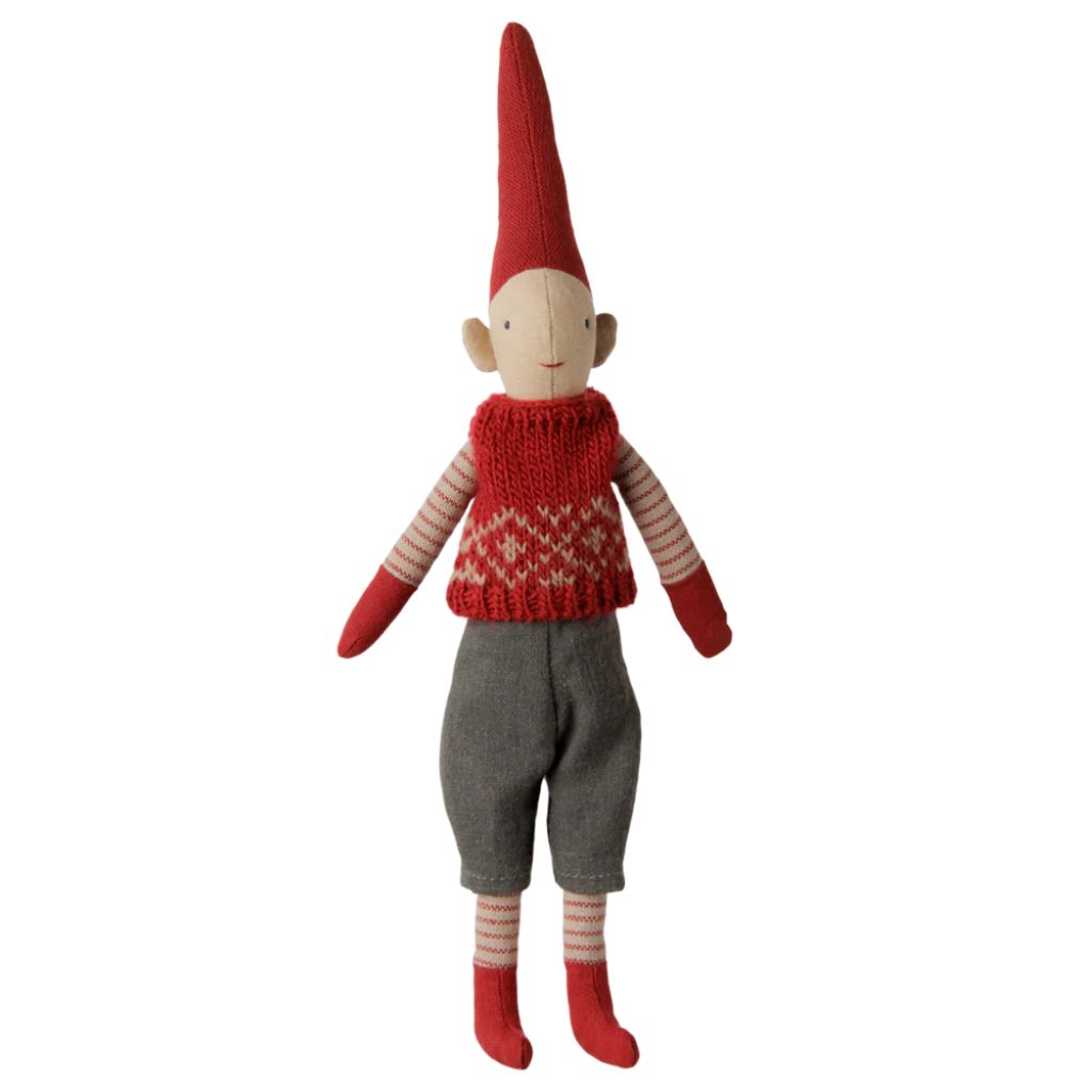 Maileg Pixy, Size 1 - Boy - Red knitted vest