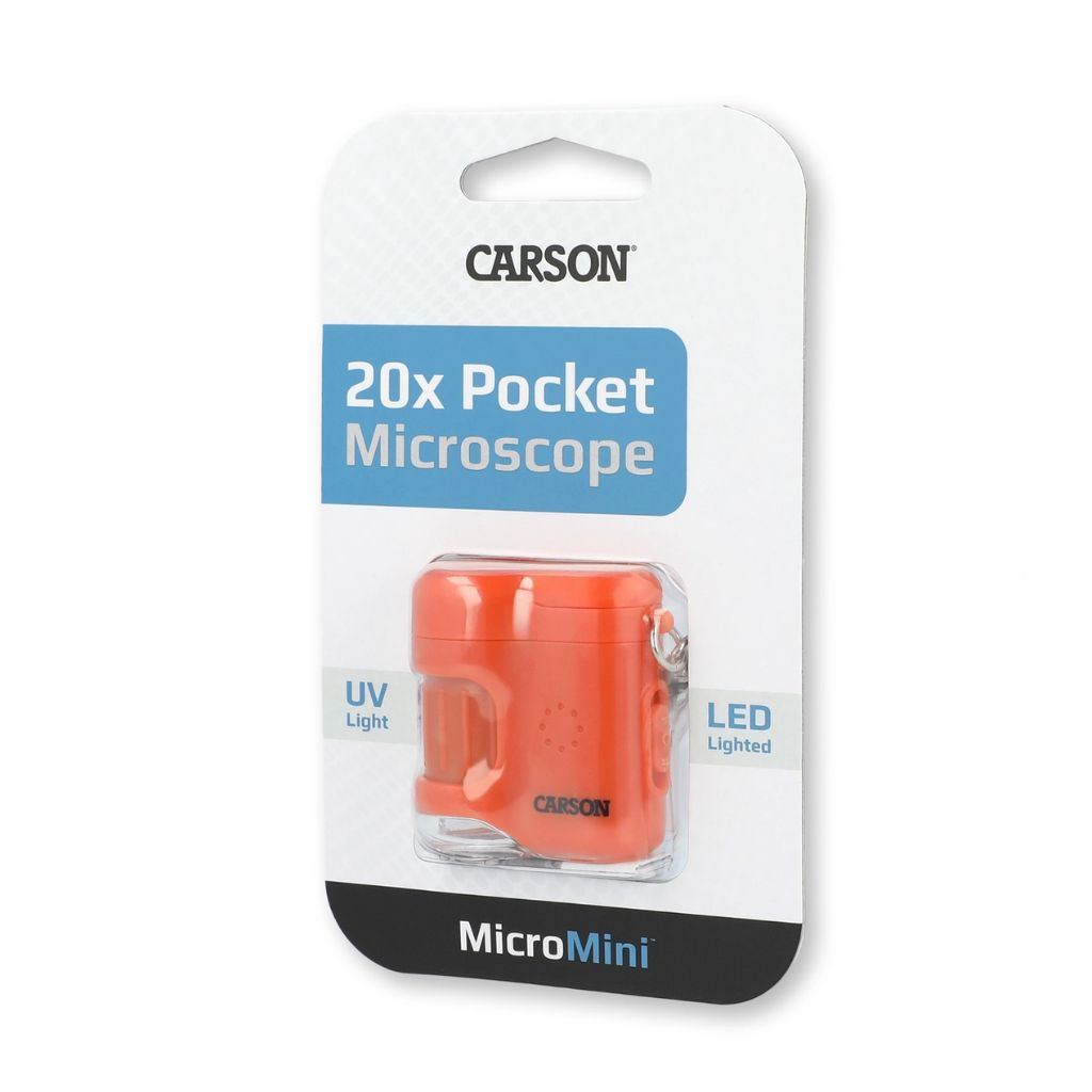 Micro Mini 20x Led Pocket Microscope Keychain - Orange