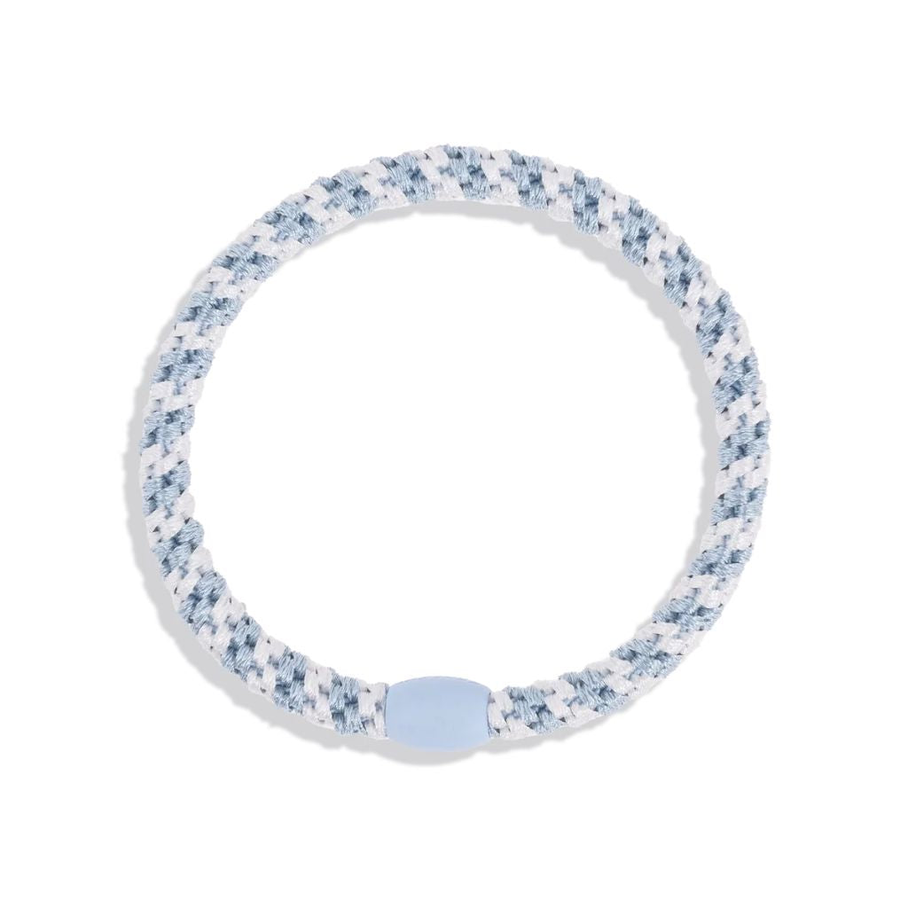 KKNEKKI Slim woven hair tie in Sea Blue & White Stripe
