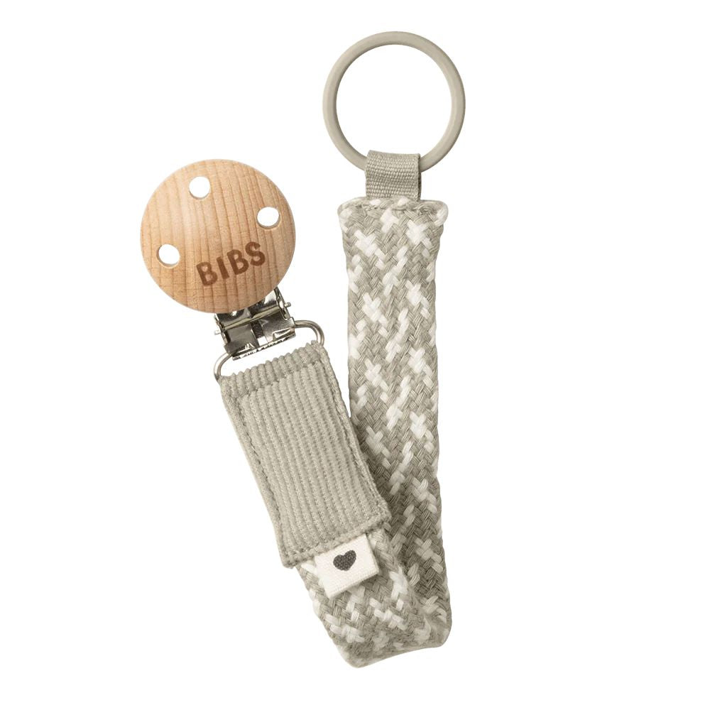 BIBS Pacifier Braid Clip Sand / Ivory