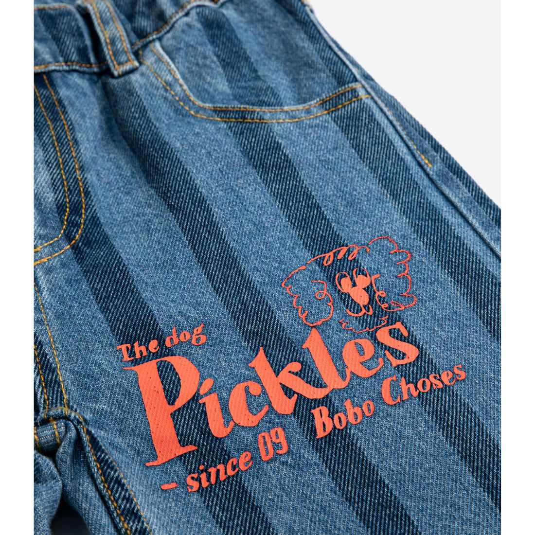 Bobo Choses Pickles The Dog Striped denim pants