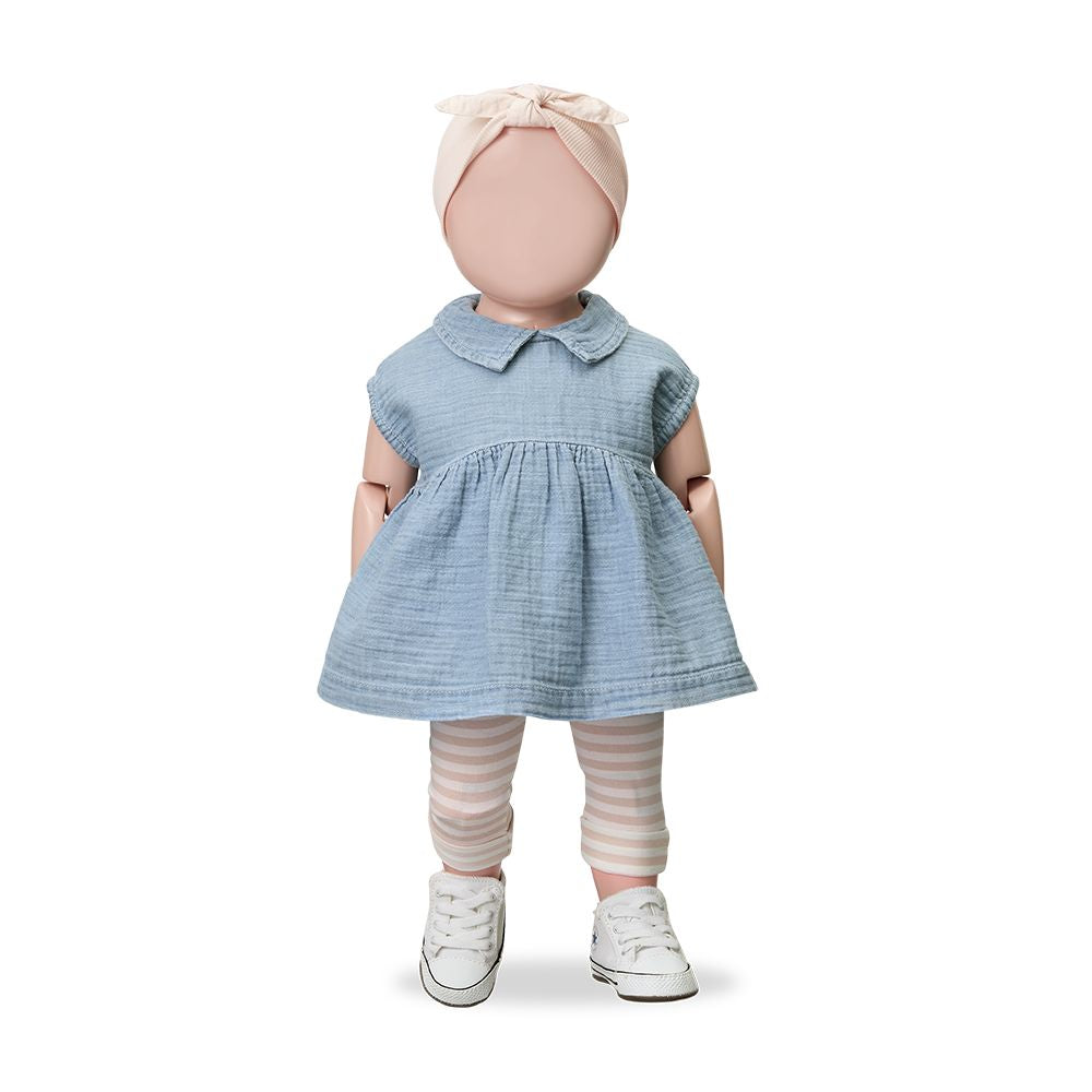 1 + in the Family Newborn ARCADIA Denim Muslin DRESS