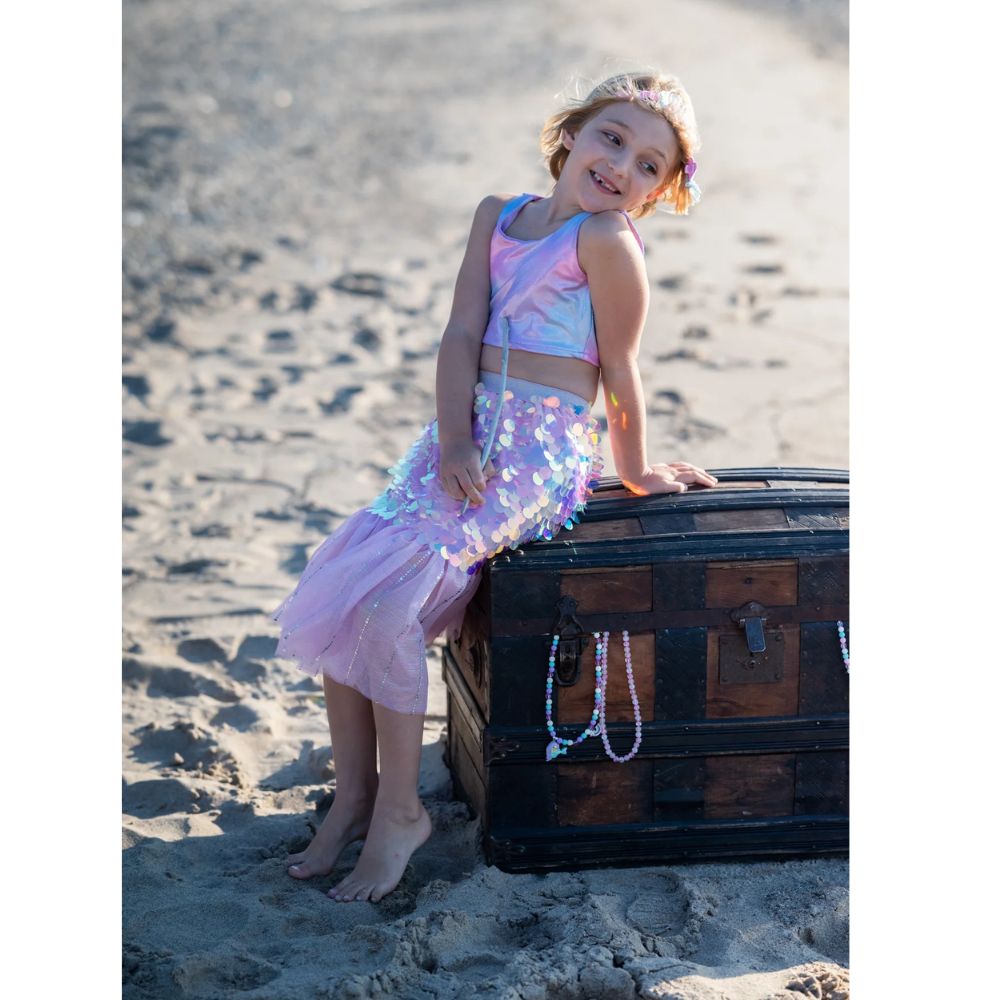 Bling Bling Mermaid Skirt & Hairclip Set Pink, 4-6