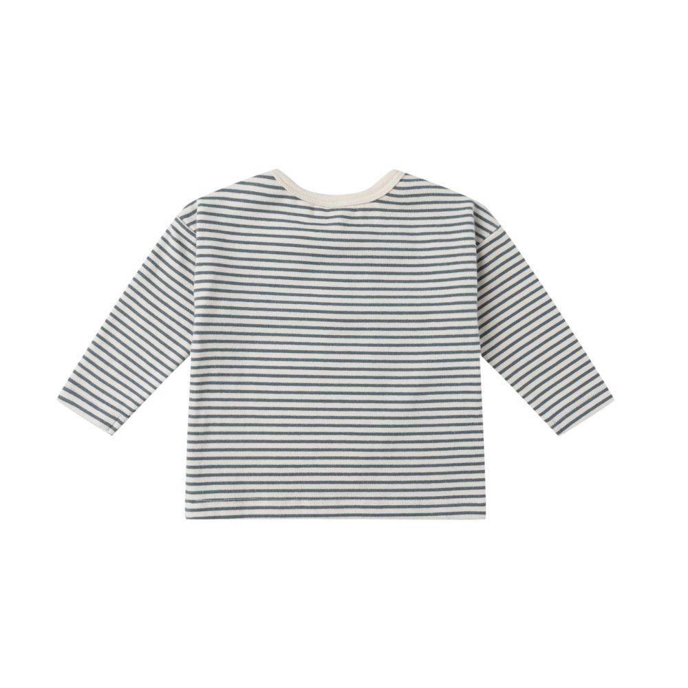 Quincy Mae LS Tee Ocean Micro Stripe