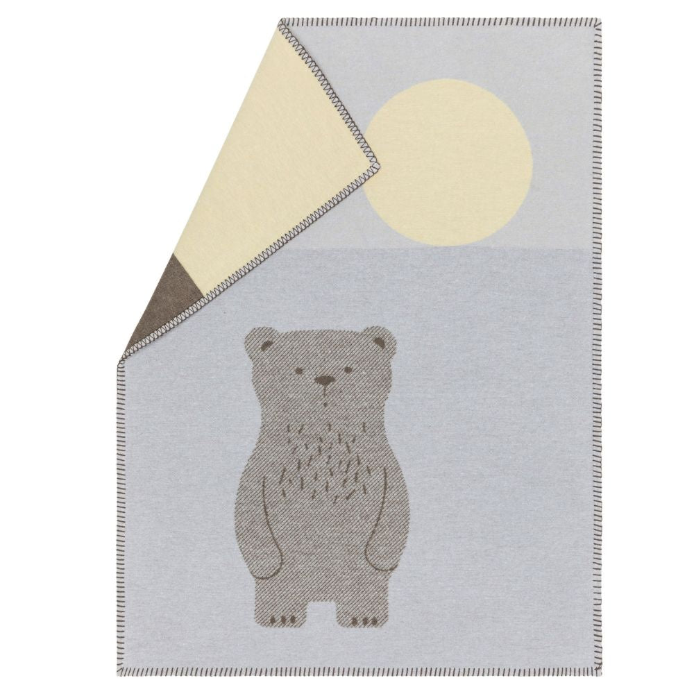 Fussenegger LILI baby blanket "moon bear”- Light Blue, 90x70cm