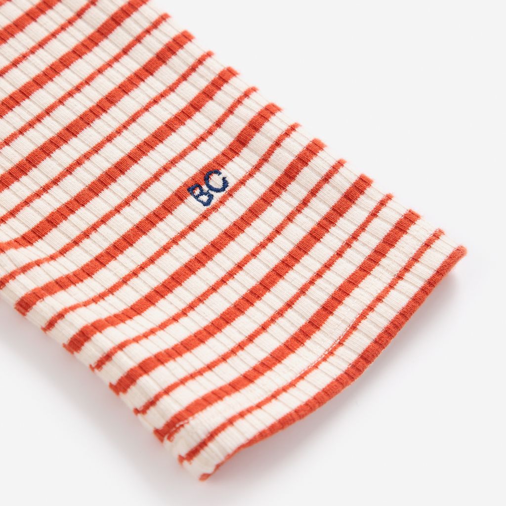 Bobo Choses BC Red Stripes leggings in cream stretch cotton, red stripe print, skinny fit