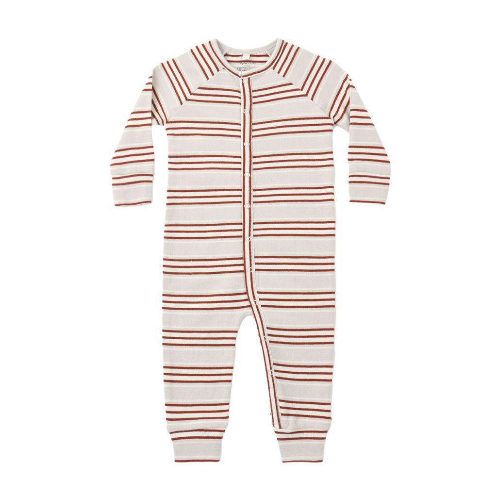 Rylee + Cru Organic Long John Pajamas Holiday Stripe