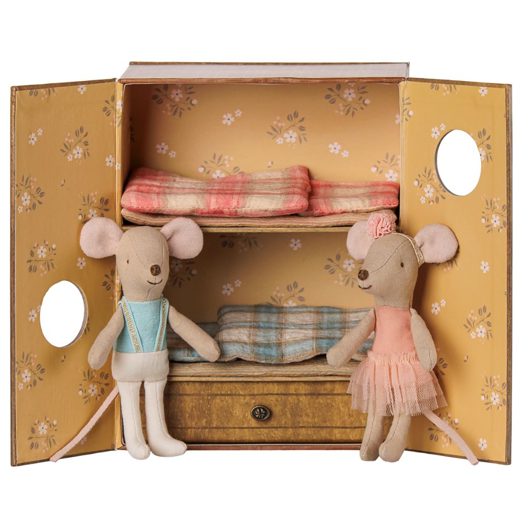 Maileg Ballet mice in dance studio, Little sister and brother