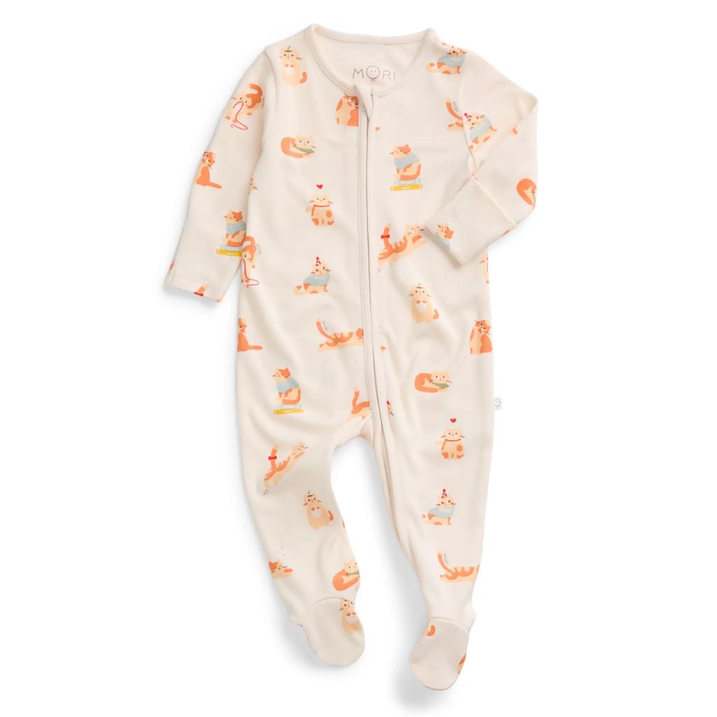 Mori Cats Two Way Zip Up Sleepsuit