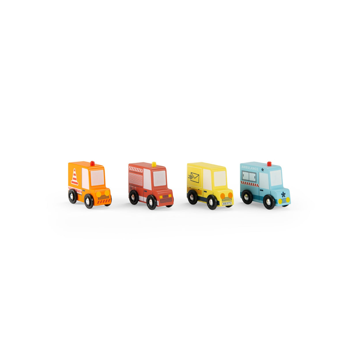 Moulin Roty Avenue du Moulin- Set of 4 Wooden Trucks