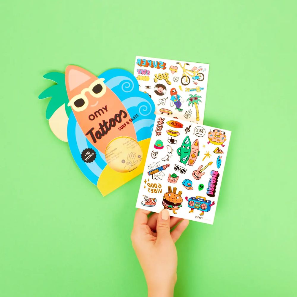 Omy Kids Temporary Tattoos-Surf and Skate