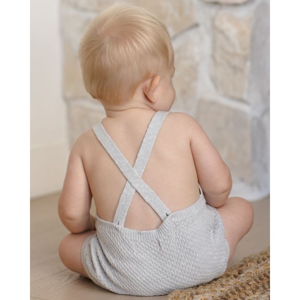 Quincy Mae Caleb Knit Shortall Heathered Sky