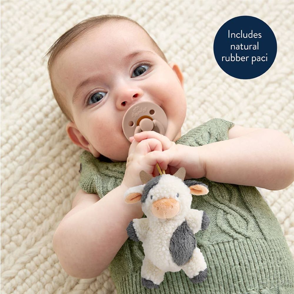 Bitzy Pal Natural Rubber Pacifier & Plush- Cow