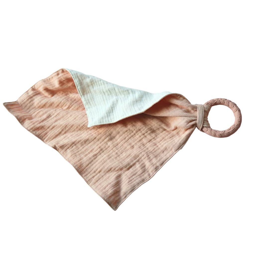 Natruba Organic Muslin Comforter with Leaf Ring- Rose
