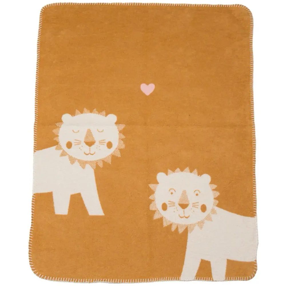 Fussenegger Mila Baby Blanket Lions in Love Gold 100x75cm