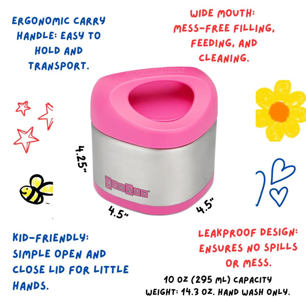 Yumbox Cubi Kids 10oz Thermal Food Jar For Hot and Cold Food - Berry Pink