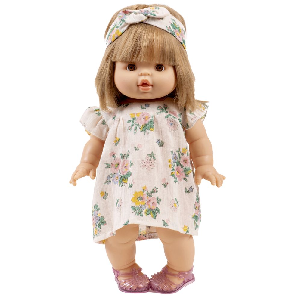 Minikane Clothing for Gordis Dolls 34cm- Emile & Ida Dress and its headband in pink Spring cotton Emile & Ida