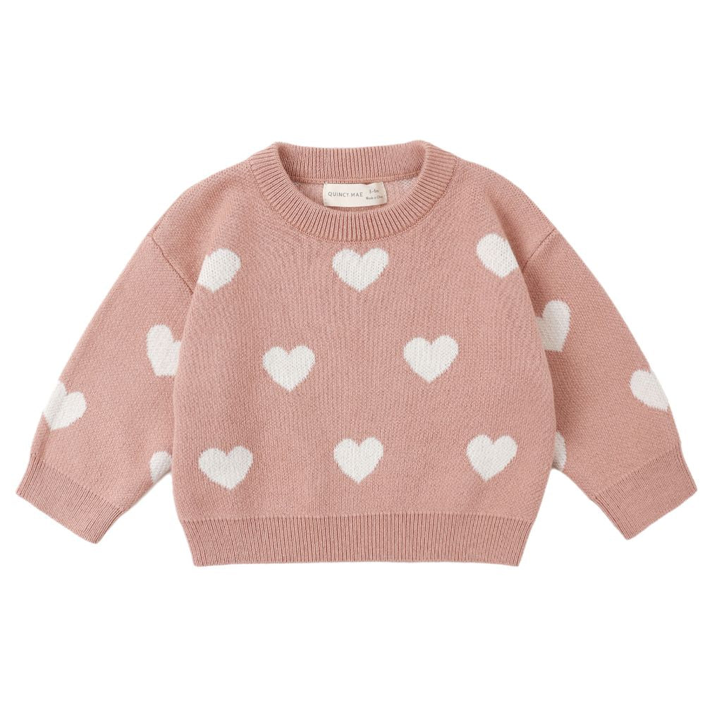Quincy Mae Heart Knit Sweater