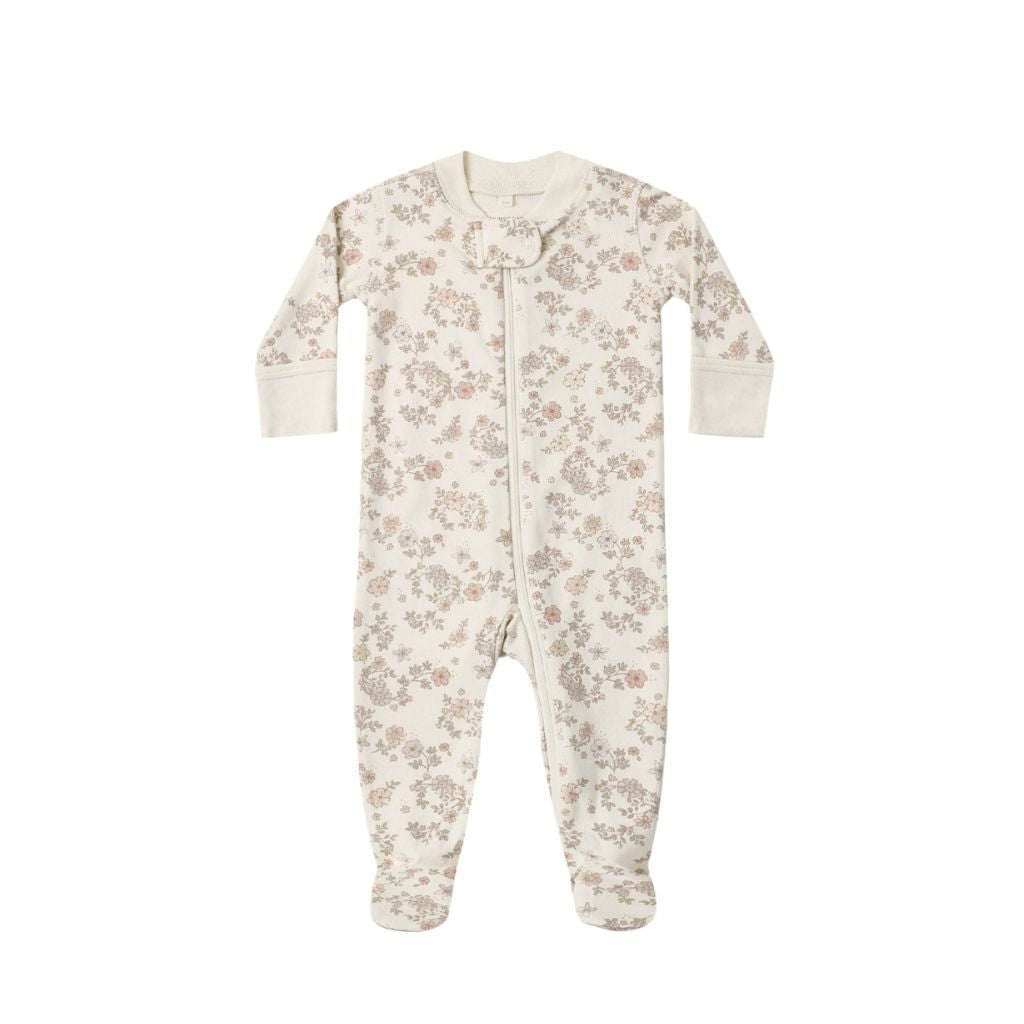 Quincy Mae Zip Long Sleeve Sleeper Footie Floral Vine