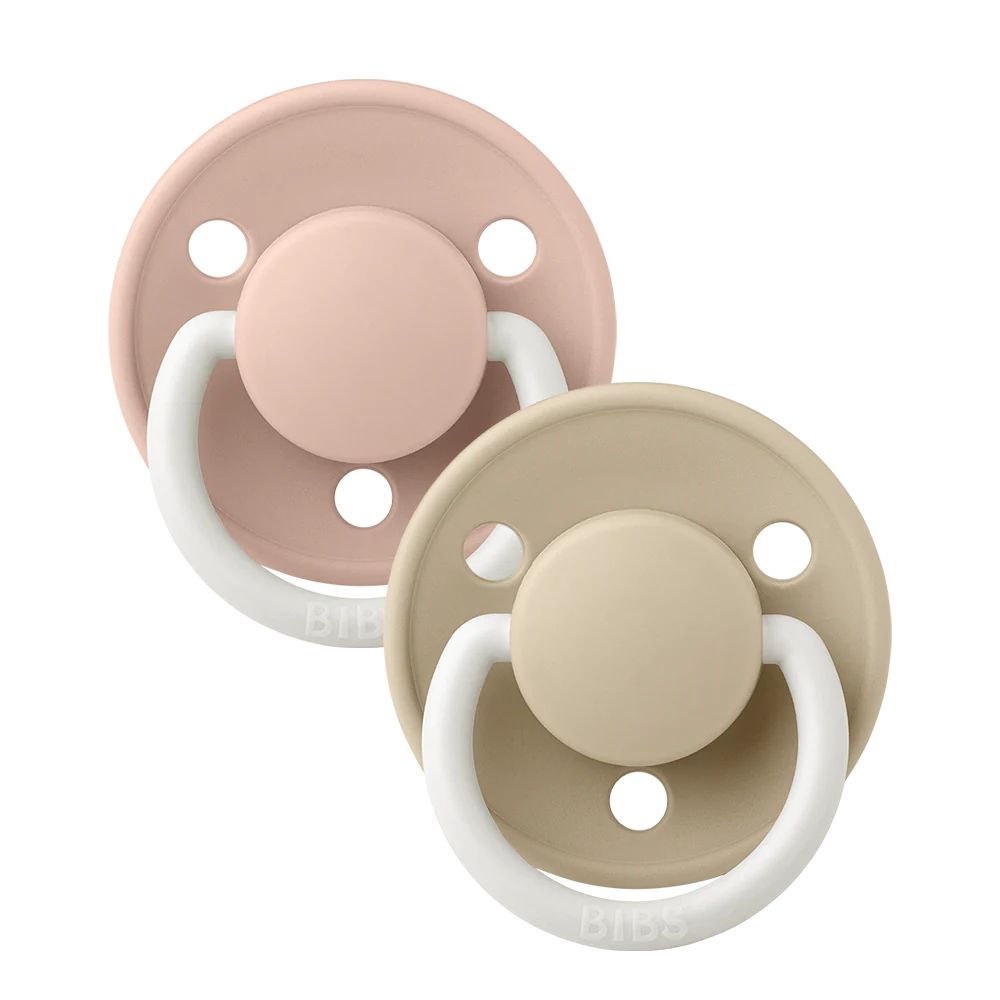 BIBS Pacifier De Lux Silicone 2 PK Blush GLOW / Vanilla GLOW ONE SIZE