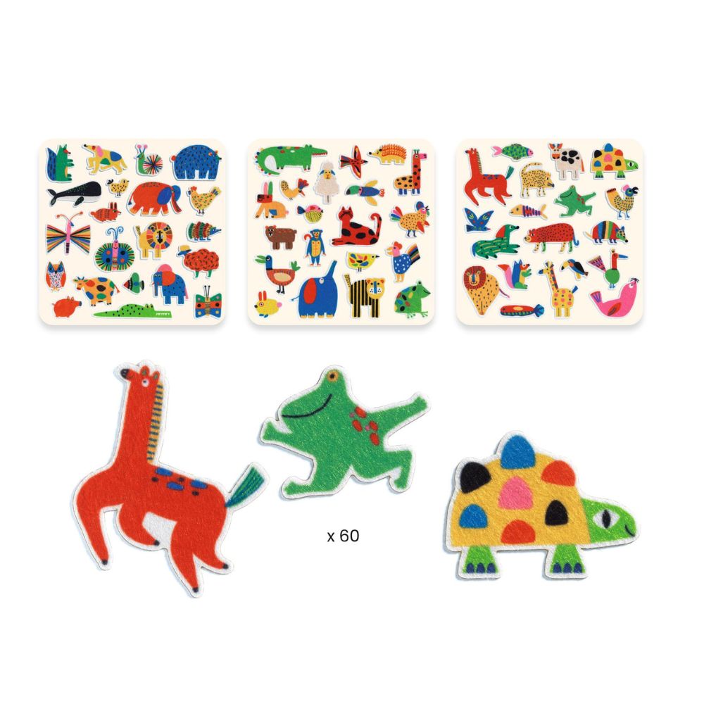 Djeco 60 Felt Stickers Animals Everywhere!