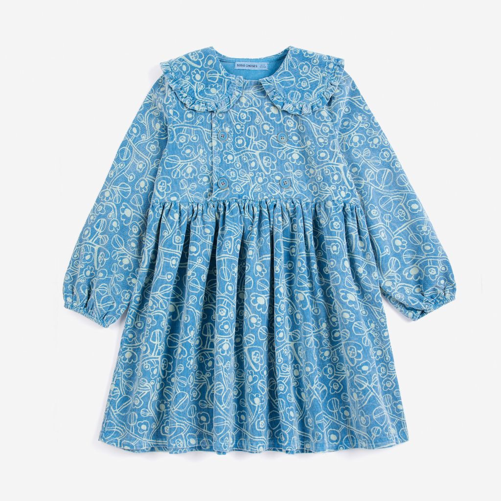 Bobo Choses Sketchy Flowers All Over Corduroy Dress
