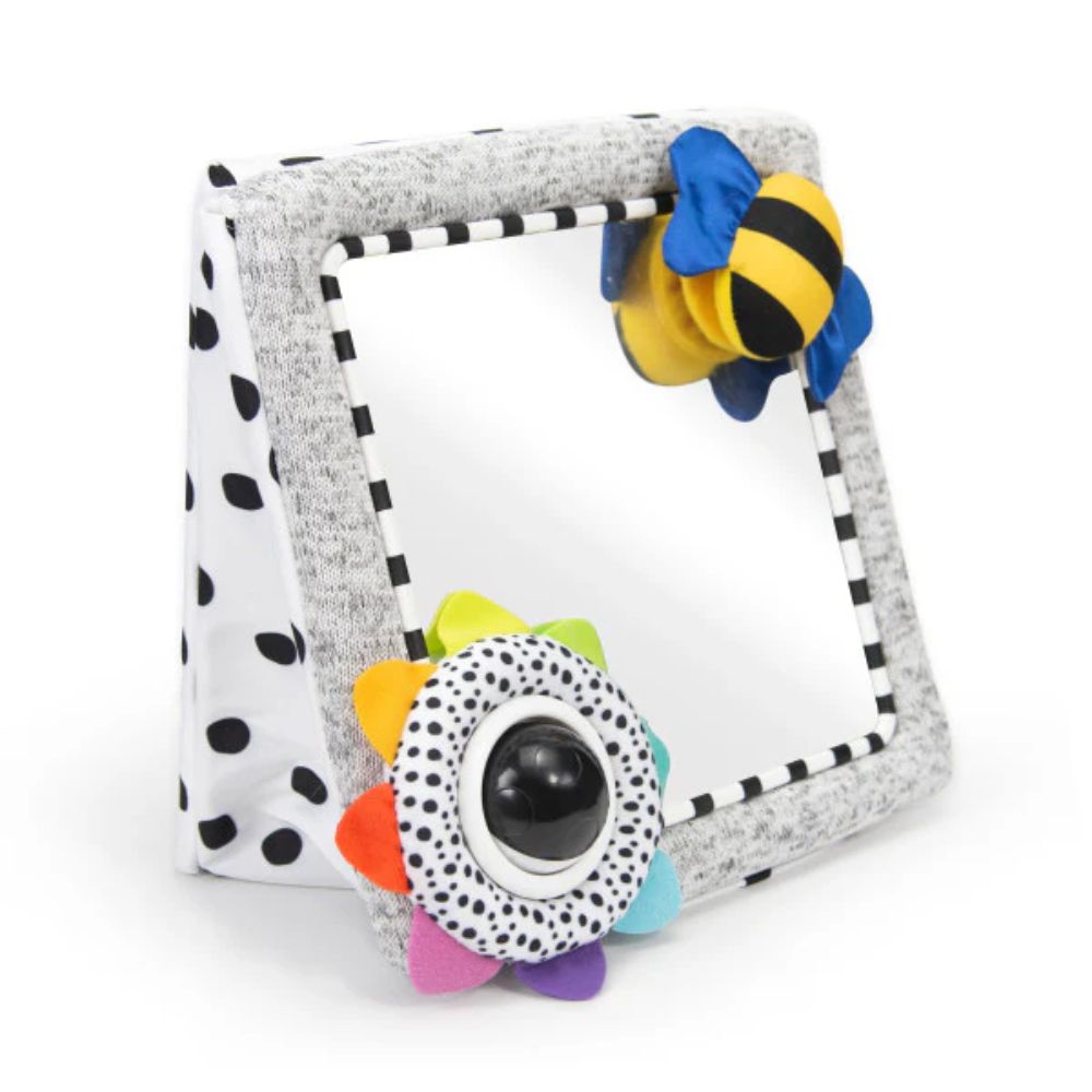 Sassy Baby Grey Tummy Time Floor Mirror Bee