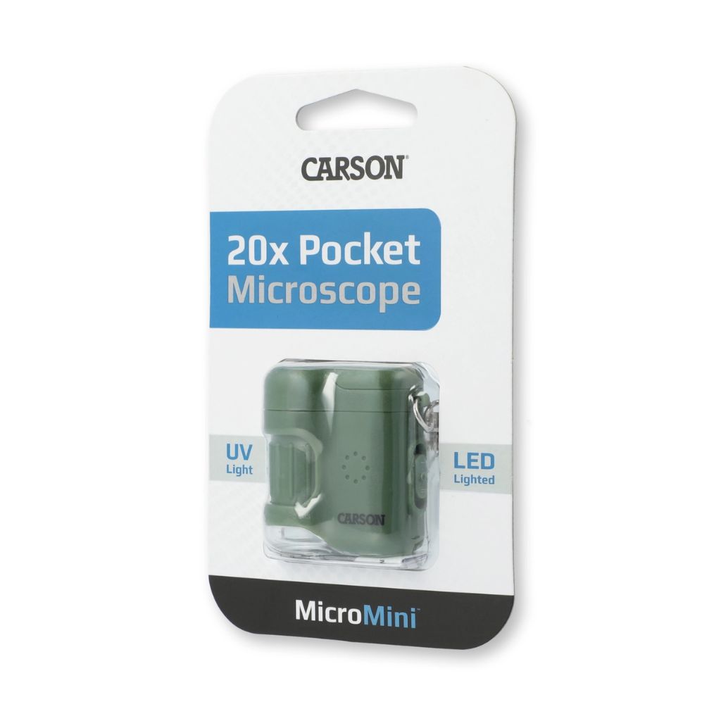 Micro Mini 20x LED Pocket Microscope Keychain Green