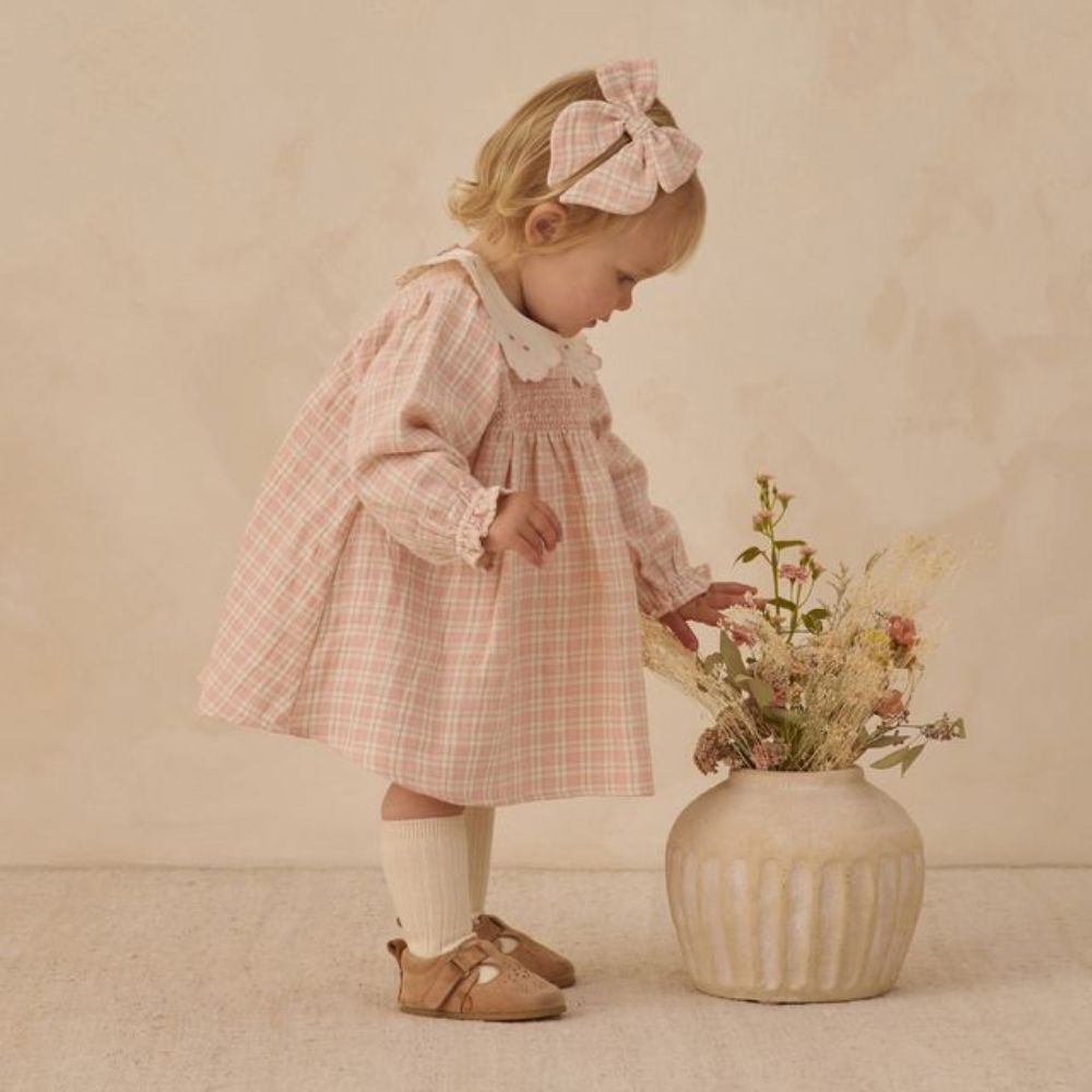 Quincy Mae Bow Pink Plaid