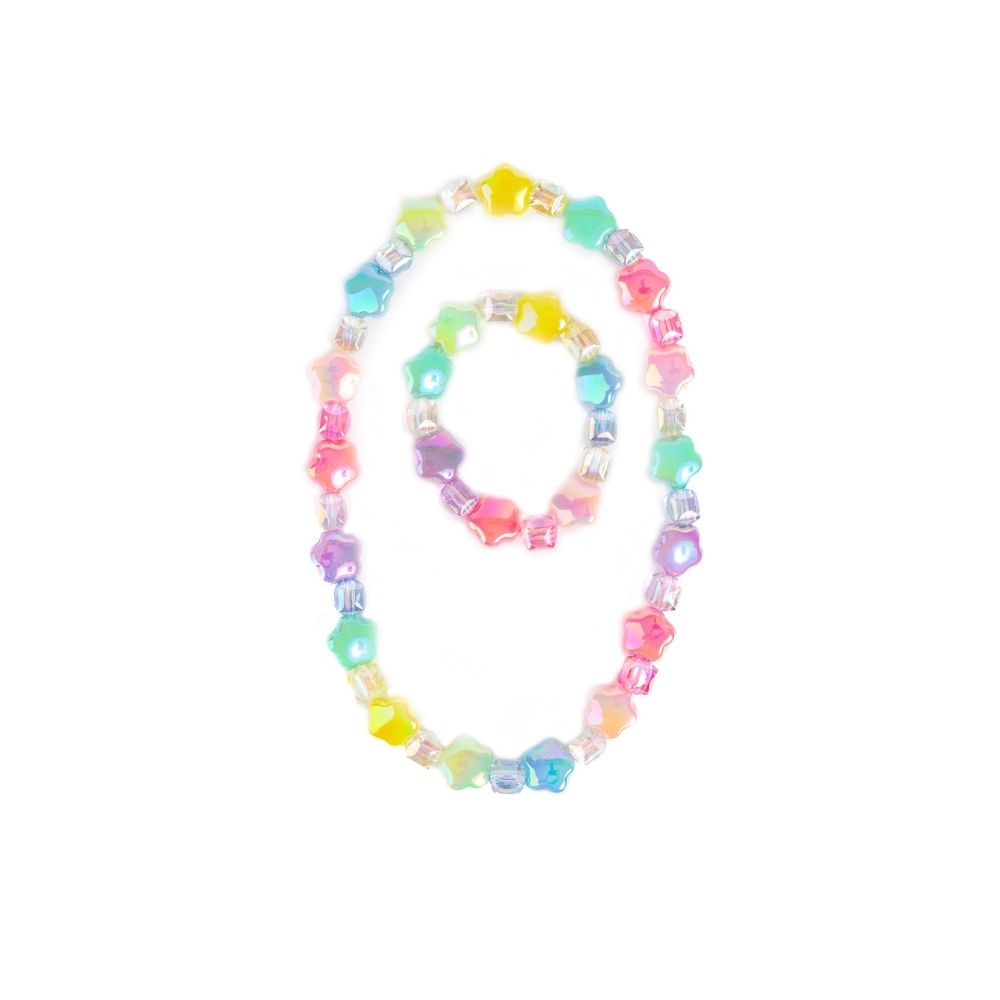 Wish Upon a Rainbow Star Necklace & Bracelet Set, 2Pc