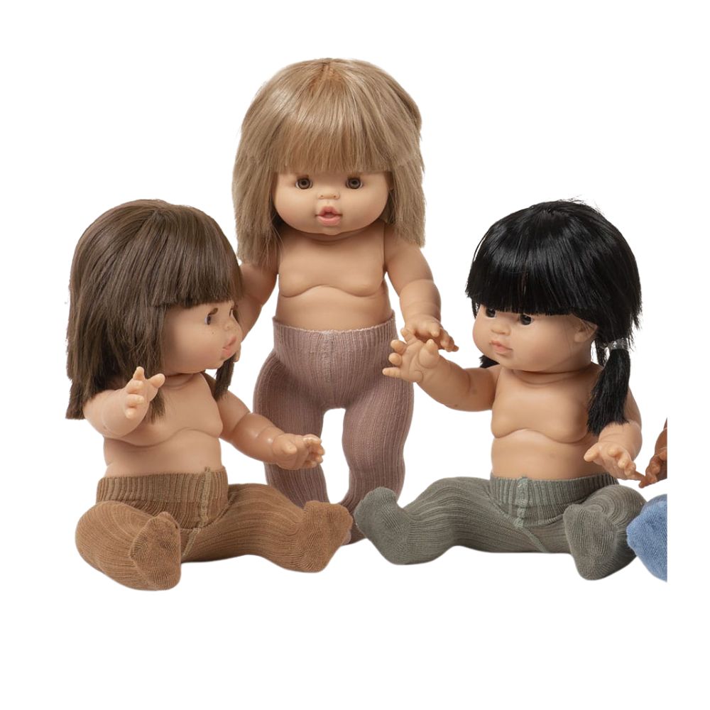 Minikane Set of 2 soft lambskin/rosewood lurex Collegien tights for Gordis 34cm