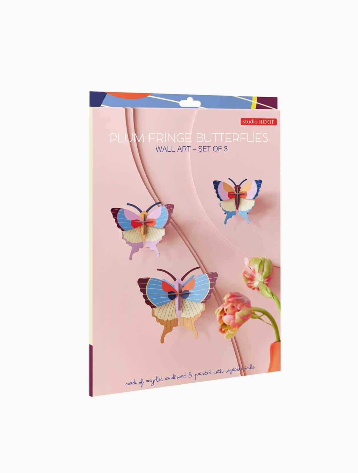 DIY 3D Wall Decoration - Plum Fringe Butterflies, set of 3