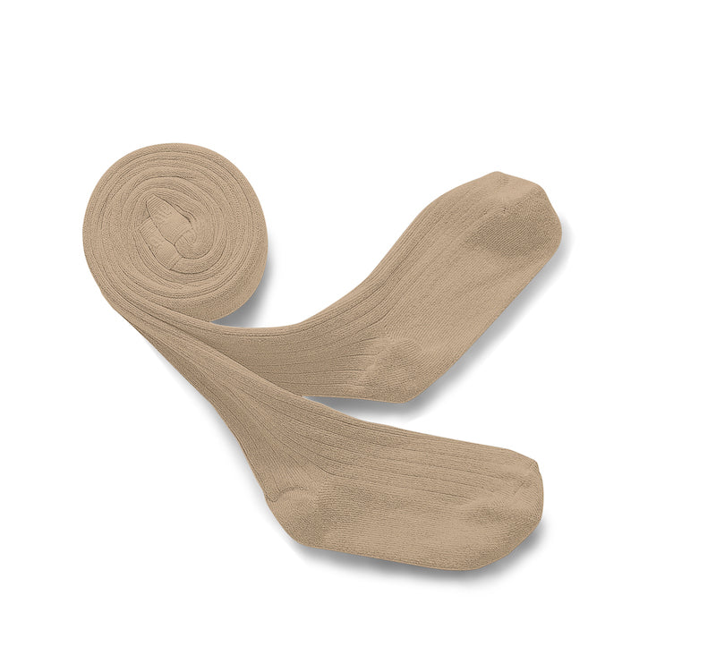 Collegien Louise Plain Ribbed Tights Petite Taupe