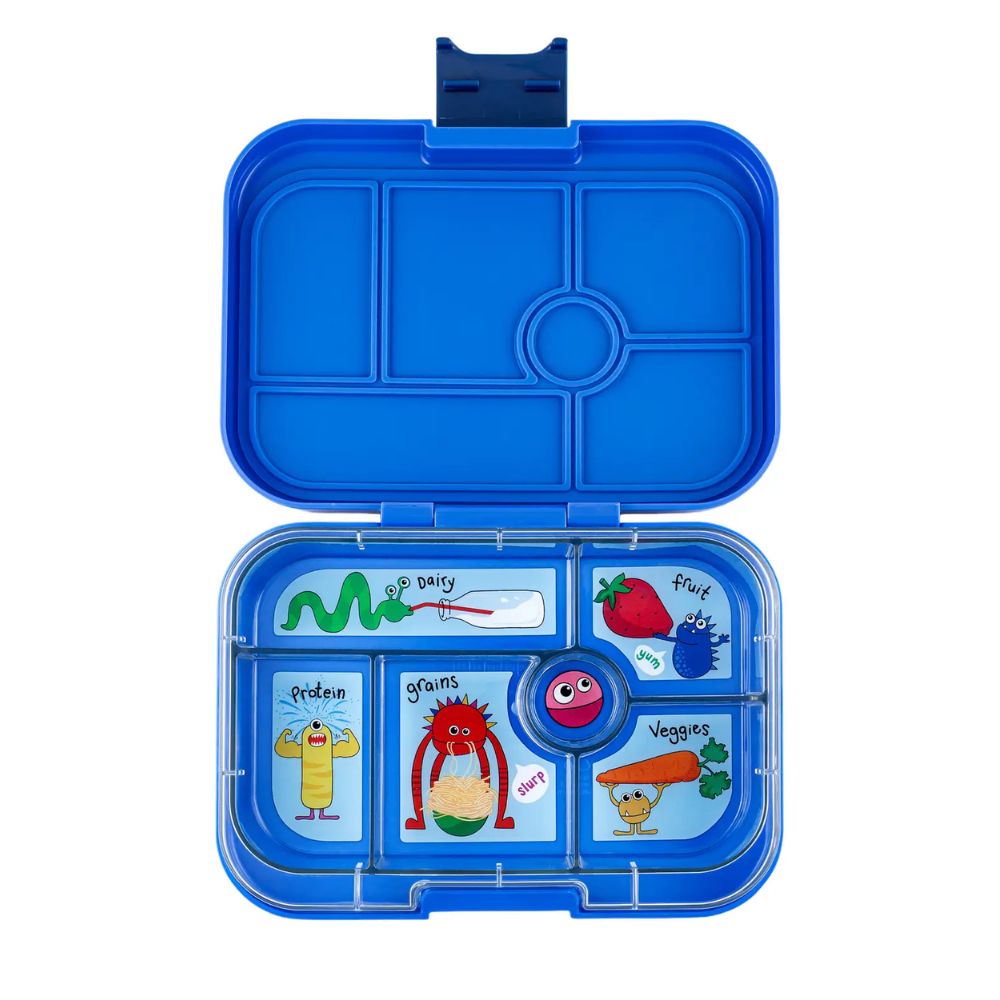 Yumbox Original 6 Compartment Bento Lunch Box For Kids - Surf Blue Funny Monsters