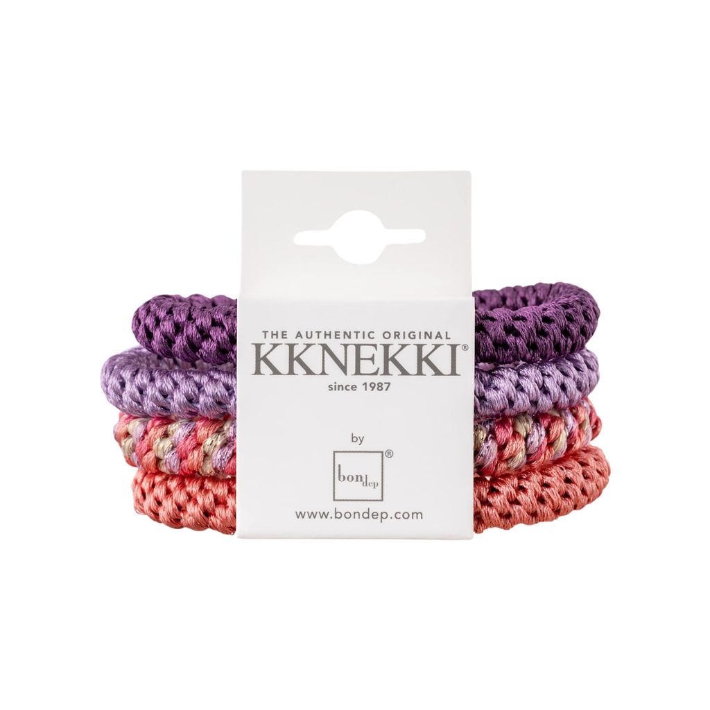 Kknekki Original Hair Tie Bundle 4 pcs - Purple, Salmon