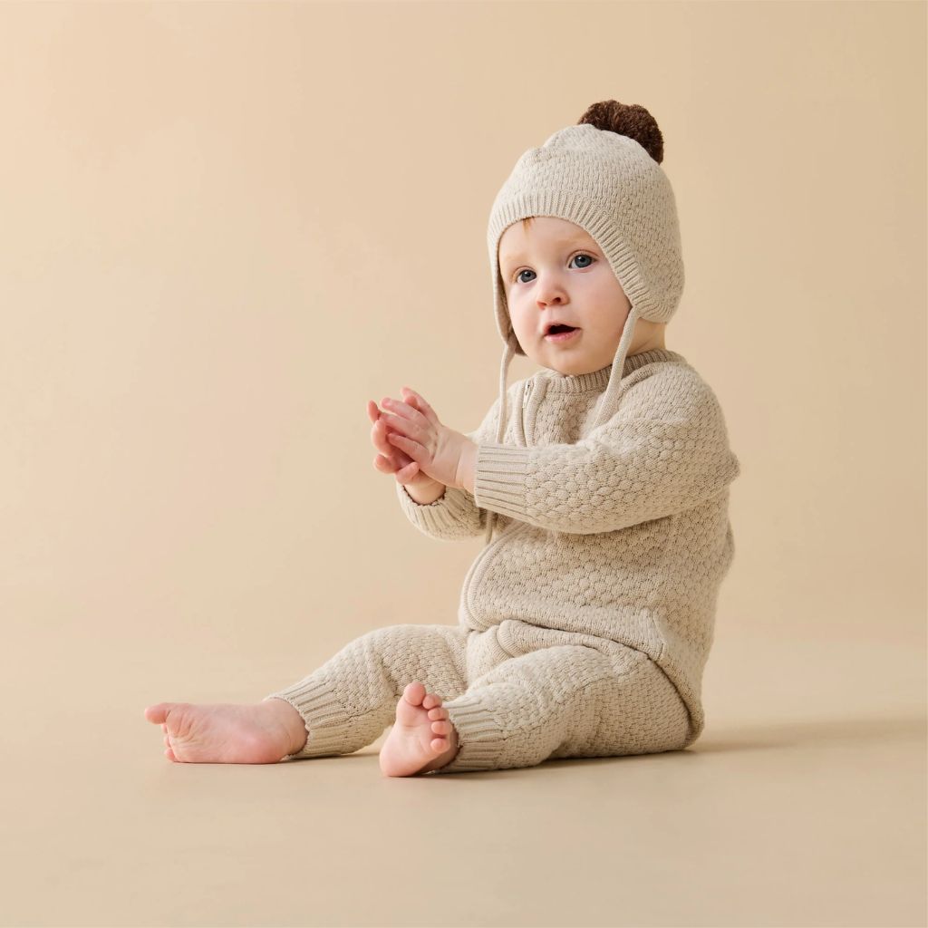 Wilson & Frenchy Cream Organic Knitted Bubble Growsuit