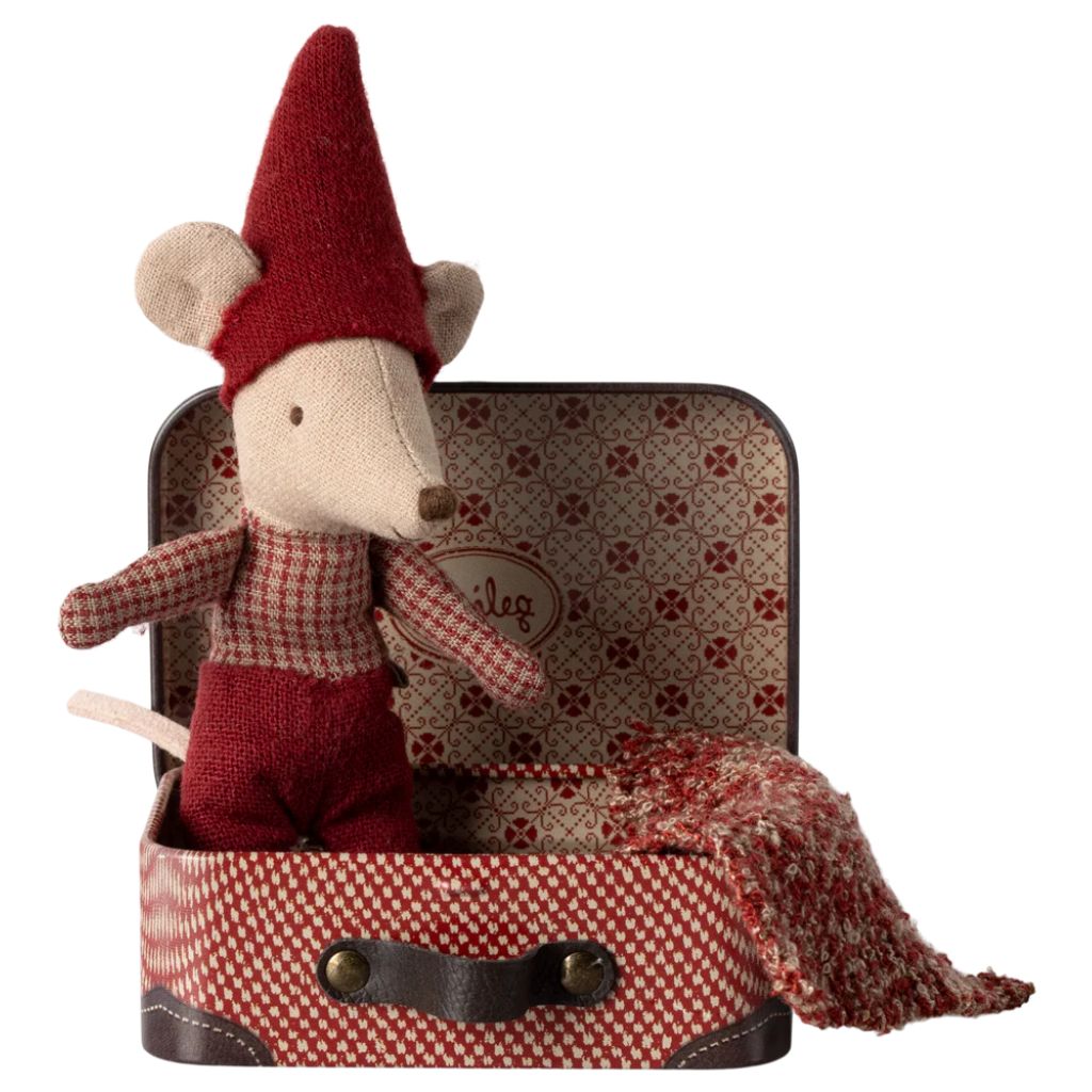 Maileg Christmas mouse, Baby in suitcase
