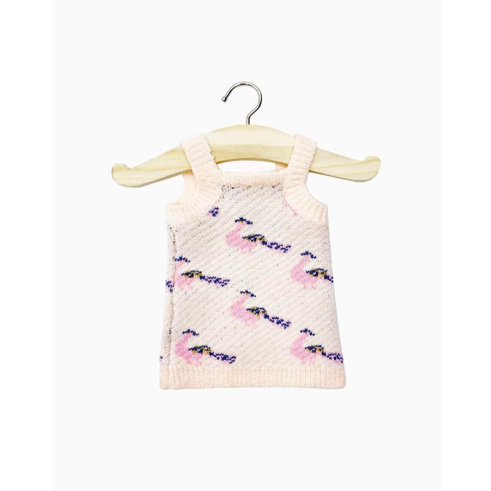 Minikane Clothing for Gordis Dolls 34cm - Gisèle Dress Pink Peacocks Knit