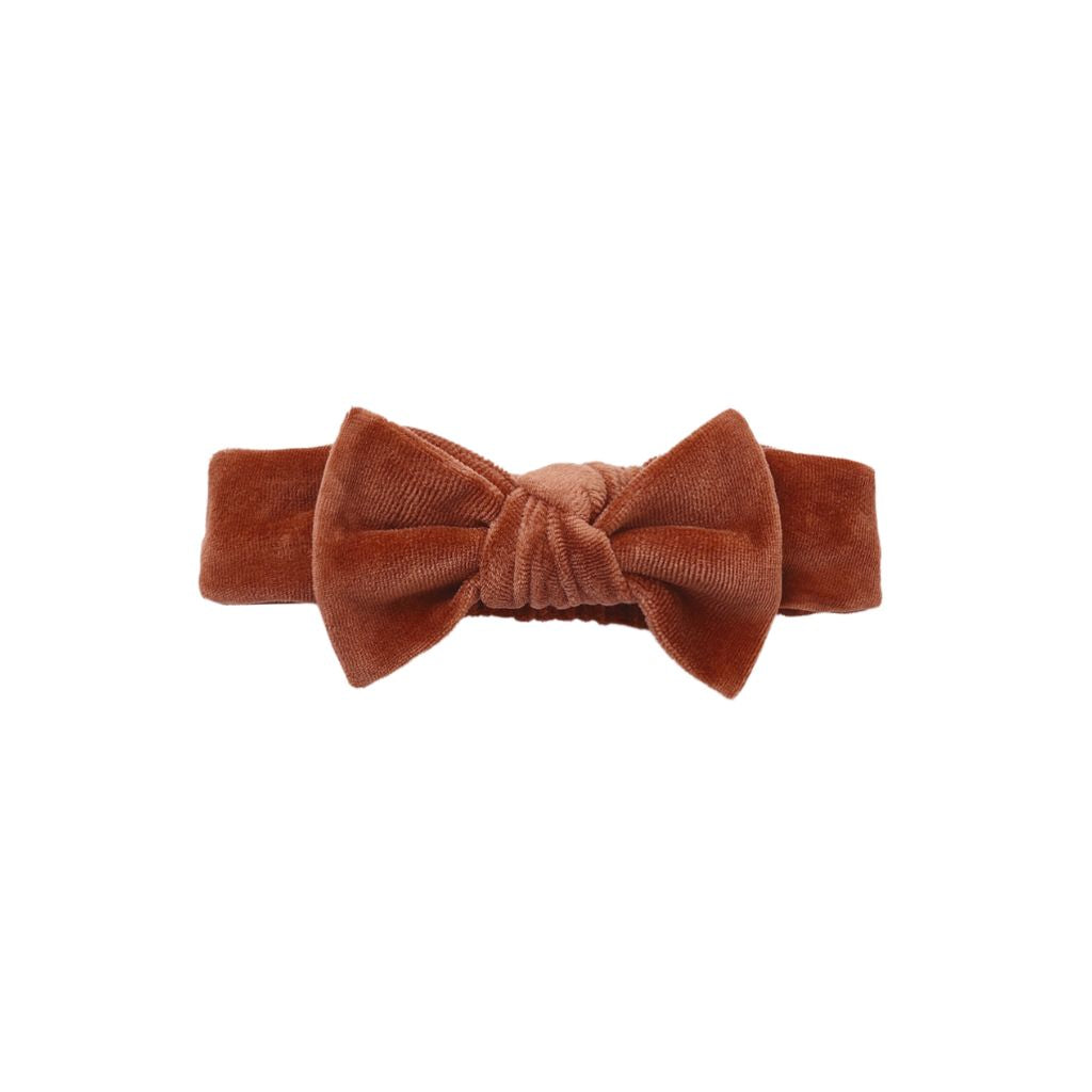 Quincy Mae Velour Bow Headband Redwood