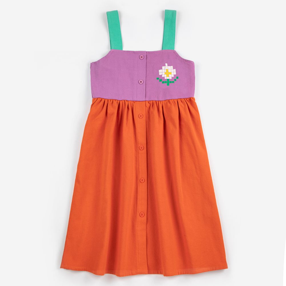 Bobo Choses Kids Pixel Daisy Color Block Woven Dress
