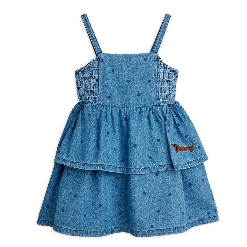 Mini Rodini LW Denim Dots AOP Strap Dress