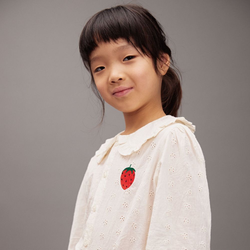 Mini Rodini Strawberry emb Schiffli Blouse
