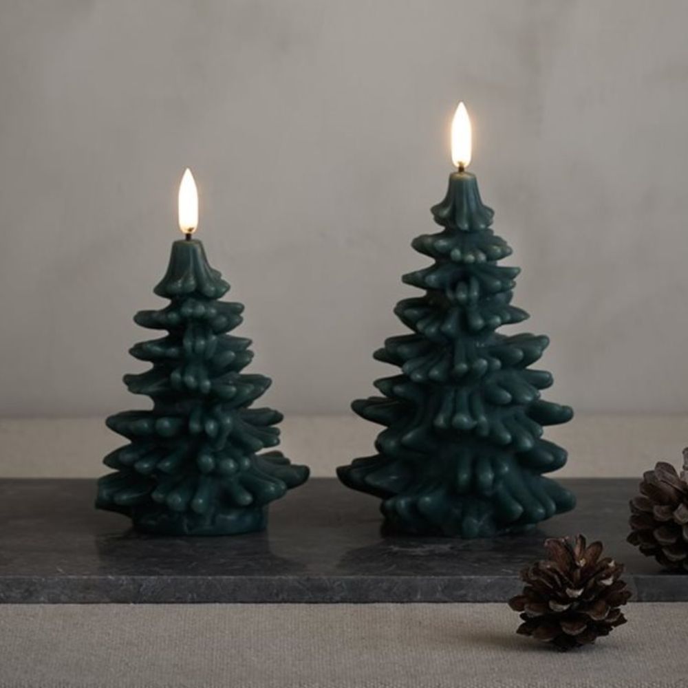 Uyuni LED Christmas Tree Candle - Pine Green 9x12cm
