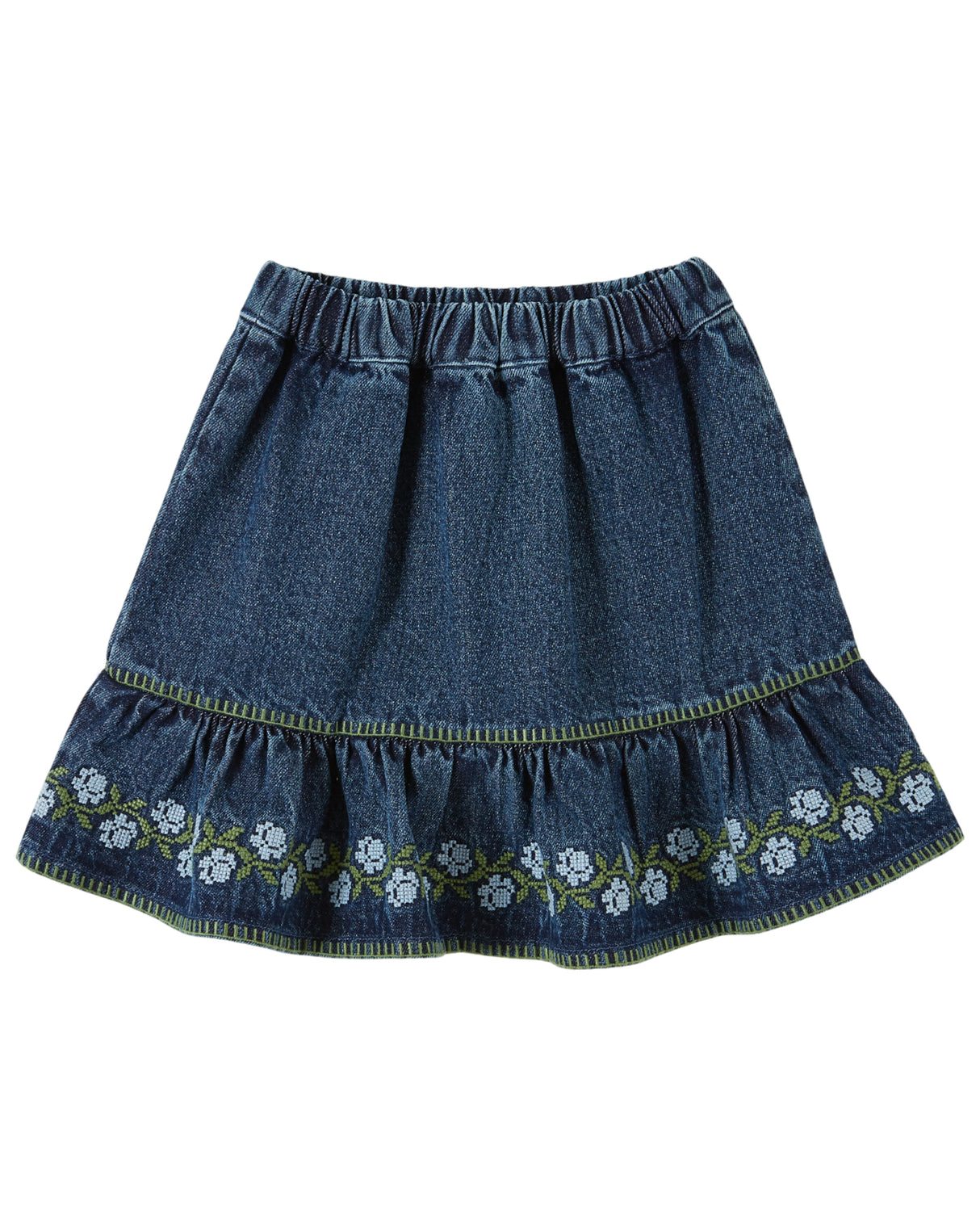 Emile & Ida Embroidered Denim Skirt Denim