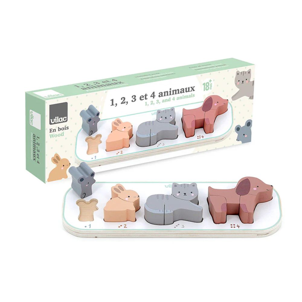Vilac 1, 2, 3 and 4 Animals Early Learning Puzzle by Sarah Betz