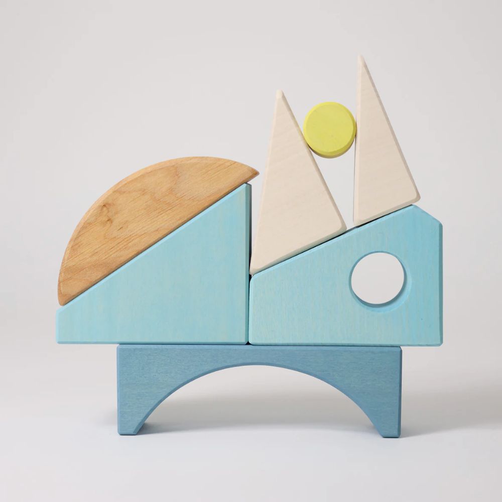 Grimm's Building Set Creative Puzzle, Boat BLUE