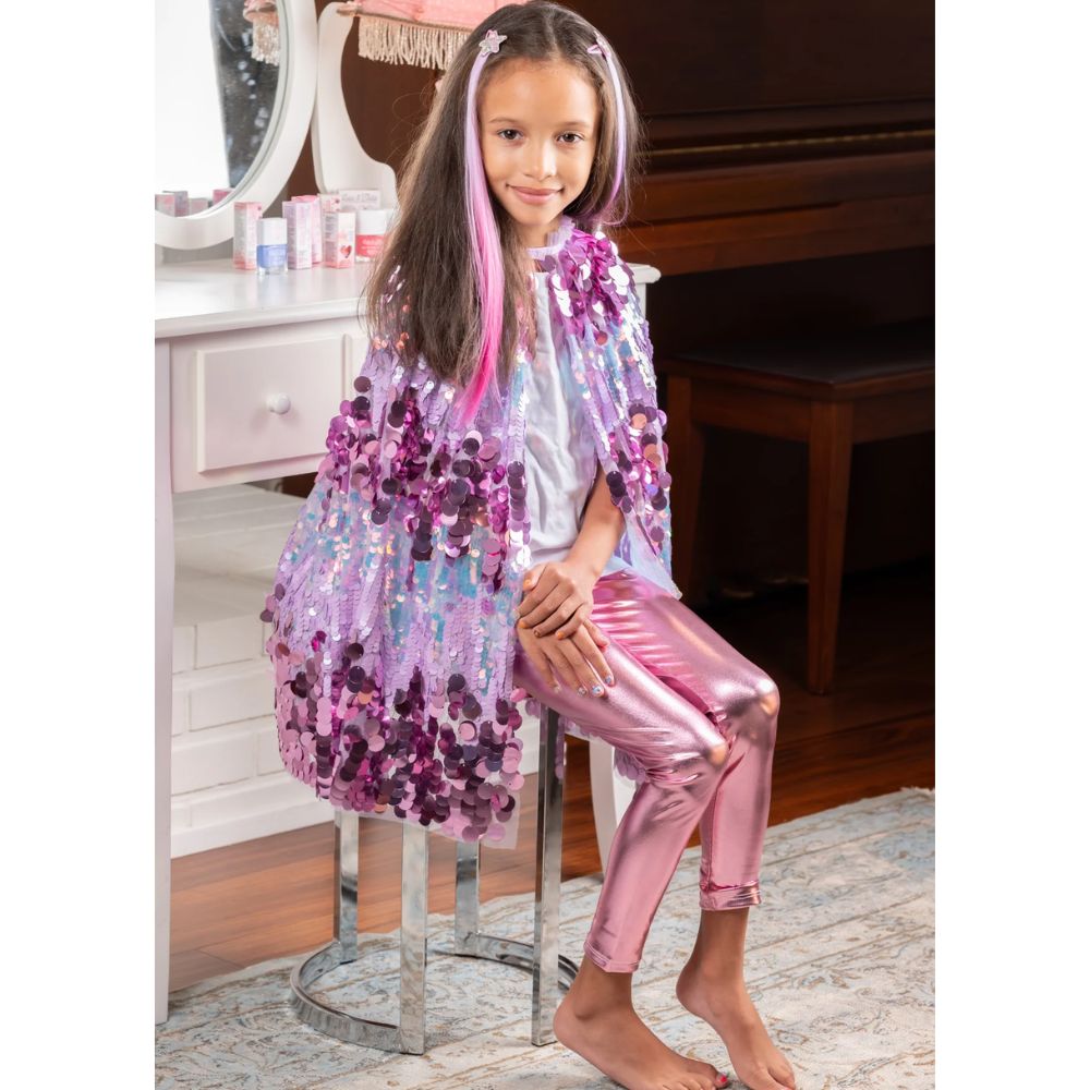 The 5th Ave Pailette Cape, Purple Size 4-6