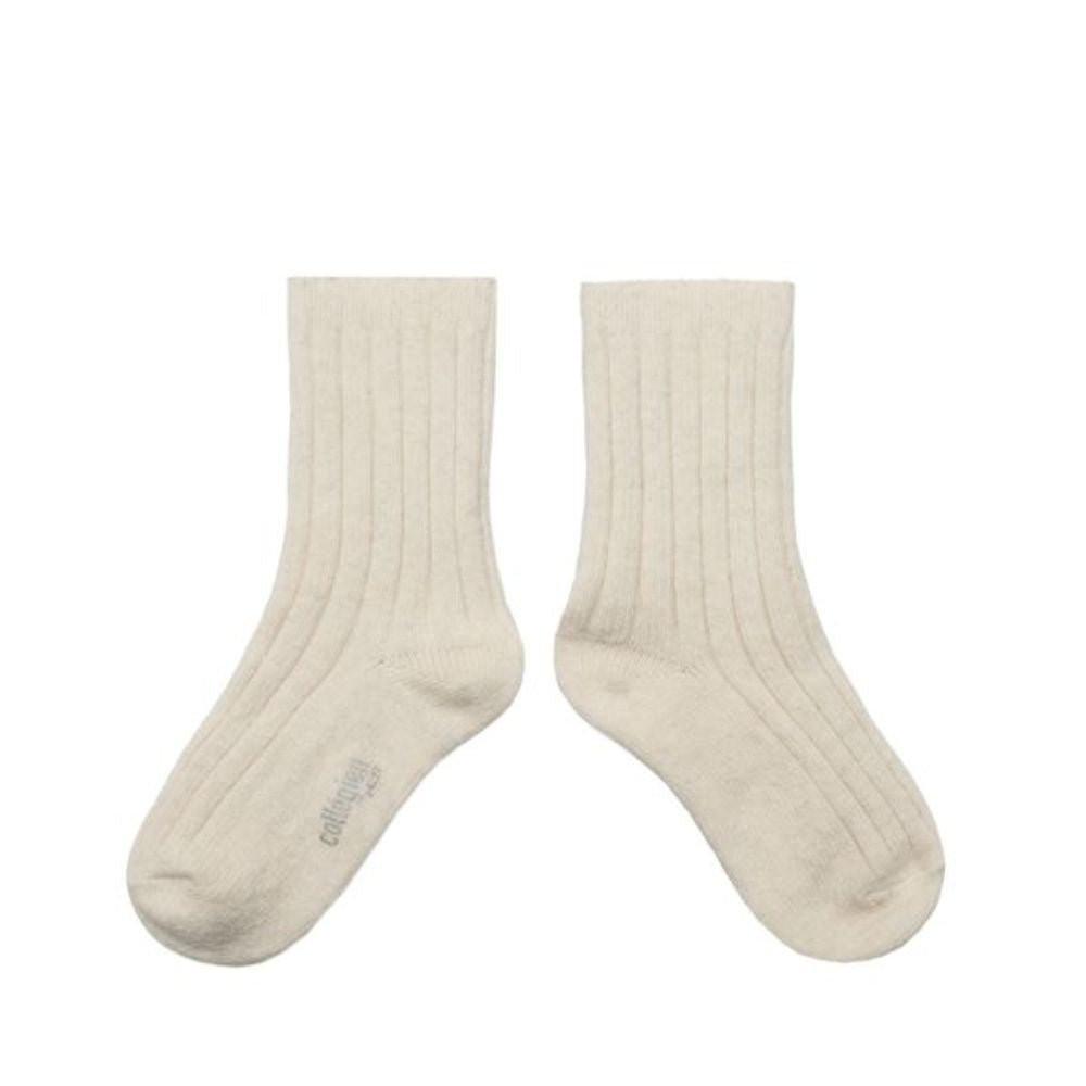Collegien Wool/Cashmere Ribbed Crew Socks Doux Agneaux